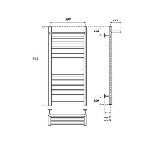 Полотенцесушитель водяной Point Афина Премиум с полкой 500x800 П11 хром