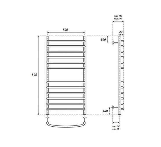 Полотенцесушитель водяной Point Альфа Премиум 500x800 П12 хром