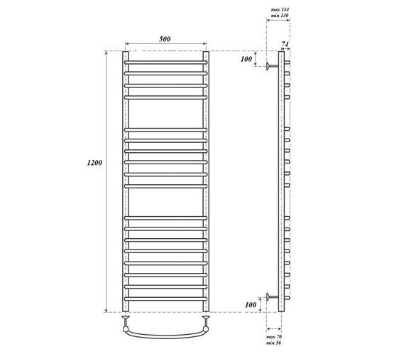 Полотенцесушитель водяной Point Альфа Премиум 500x1200 П18 хром