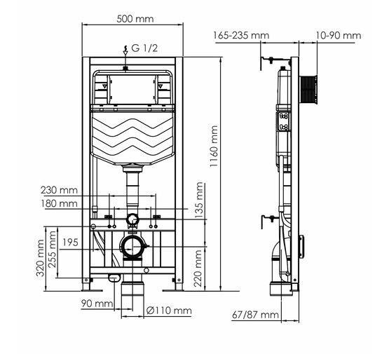 Инсталляция для унитаза Wasserkraft Aller 10 4 в 1 клавиша черная