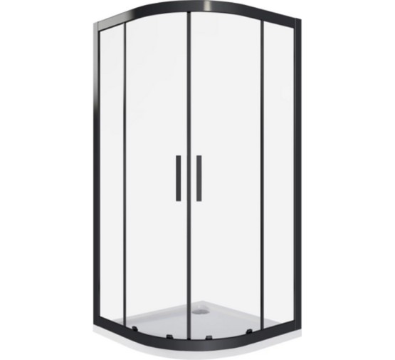 Душевой угол GOOD DOOR COFE R-80-C-B 800x800 черный,прозр. стекло 