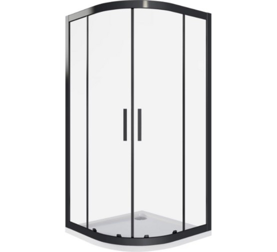 Душевой угол GOOD DOOR COFE R-100-C-B 1000x1000 черный,прозр. стекло 