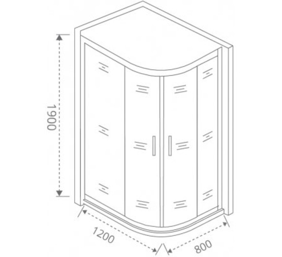 Душевой угол GOOD DOOR COFE R-120-C-B 1200x800 черный,прозр. стекло 