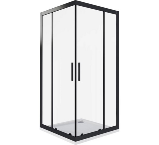 Душевой угол GOOD DOOR COFE CR-80-C-B 800x800 черный,прозр. стекло 