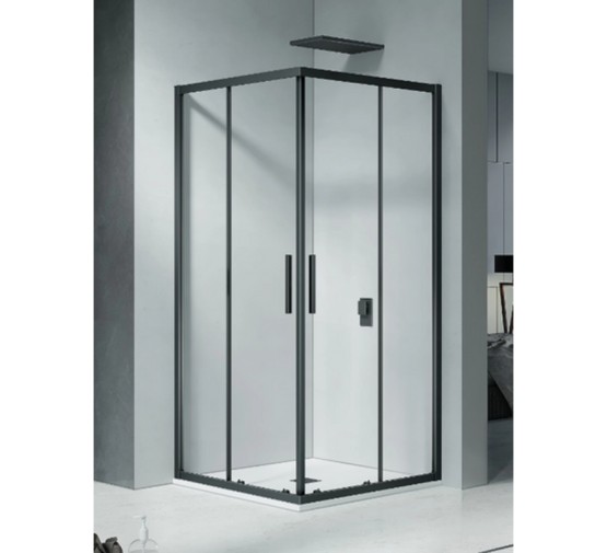 Душевой угол GOOD DOOR COFE CR-80-C-B 800x800 черный,прозр. стекло 