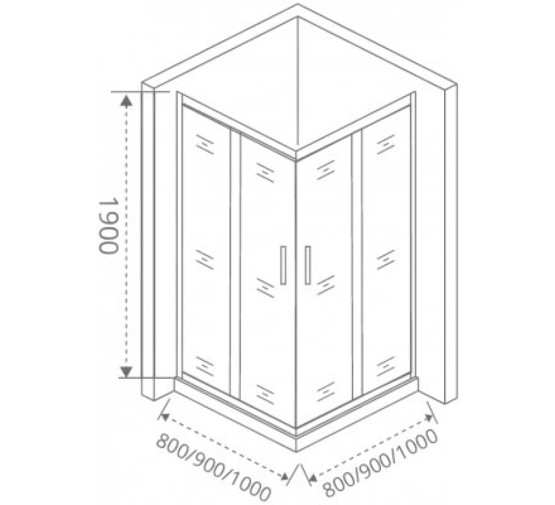 Душевой угол GOOD DOOR COFE CR-90-C-B 900x900 черный,прозр. стекло 