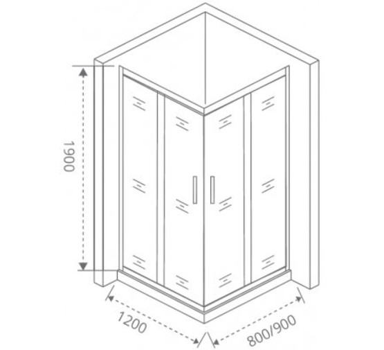 Душевой угол GOOD DOOR COFE CR-120-80-C-B 1200x800 черный,прозр. стекло 