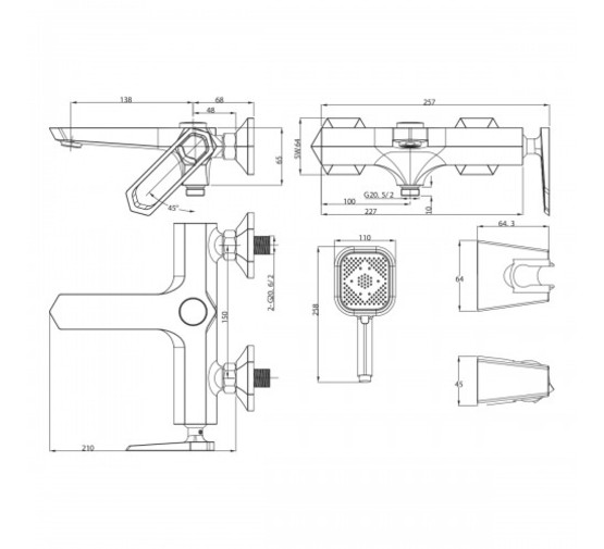 Смеситель для ванны Lemark Prizma LM3914C хром