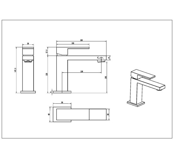 Смеситель для раковины Boheme Qubic 471-G золото