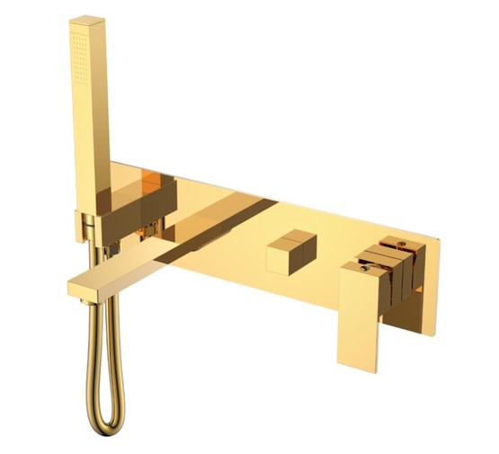 Смеситель для ванны Boheme Qubic встраиваемый золото