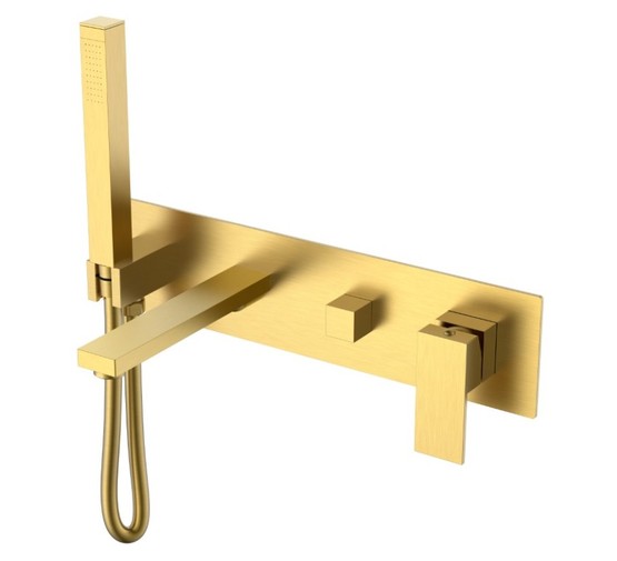 Смеситель для ванны Boheme Qubic встраиваемый золото матовое