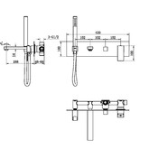 Смеситель для ванны Boheme Qubic встраиваемый оружейная сталь