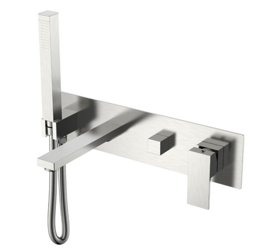 Смеситель для ванны Boheme Qubic встраиваемый никель брашированный