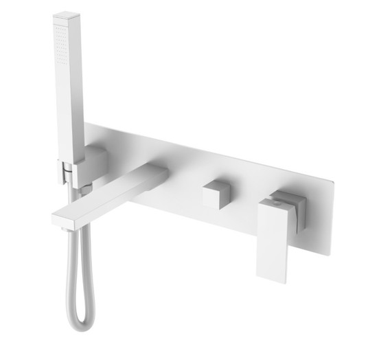 Смеситель для ванны Boheme Qubic встраиваемый белый матовый