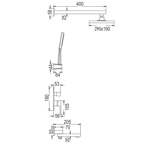 Душевая система Rose R2835H черный матовый