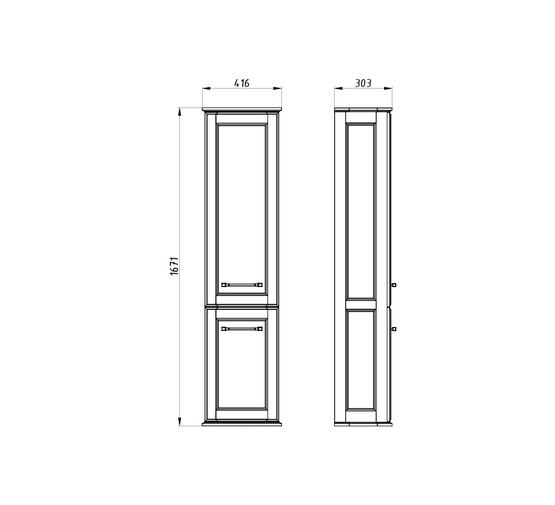 Пенал ASB-Woodline Венеция 40 белый патина серебро