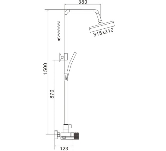 Душевая система Rose R1896H-6 термостат черный матовый