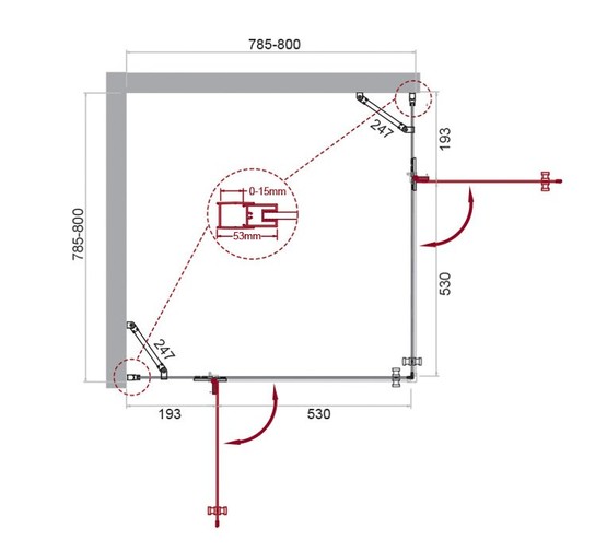 Душевой угол BelBagno KRAFT-A-22-80-C-Cr 800x800 хром, прозр.стекло 