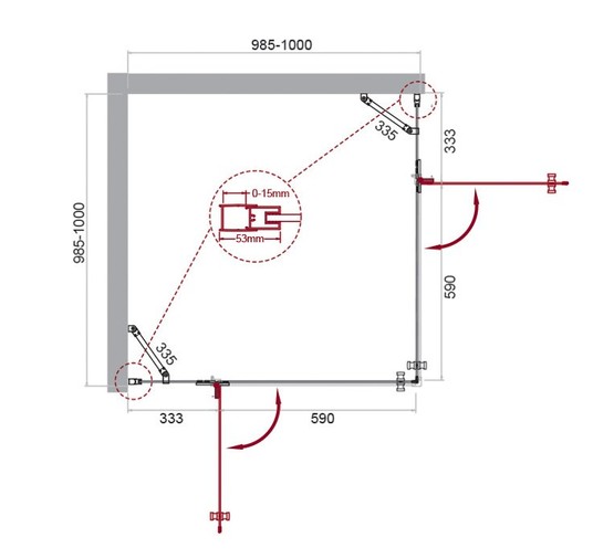 Душевой угол BelBagno KRAFT-A-22-100-C-Cr 1000x1000 хром, прозр.стекло 