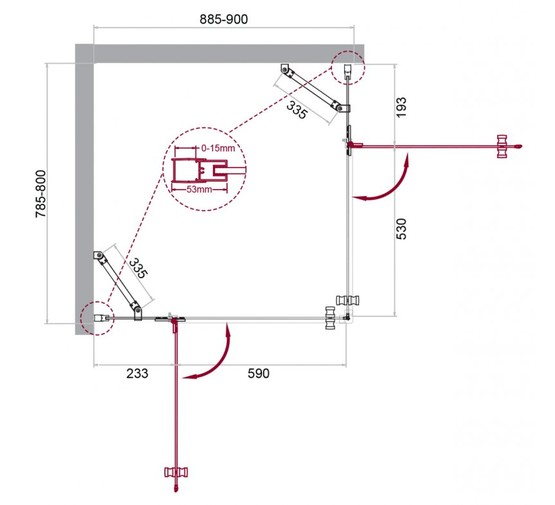 Душевой угол BelBagno KRAFT-AH-22-90/80-C-Cr-L 900x800 хром, прозр.стекло 