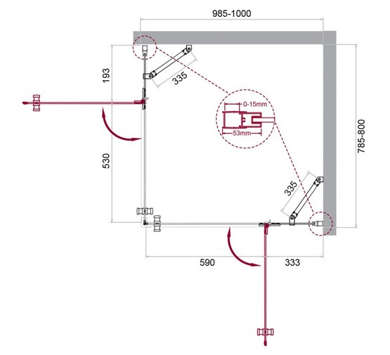 Душевой угол BelBagno KRAFT-AH-22-100/80-C-Cr-R 1000x800 хром, прозр.стекло 