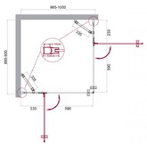 Душевой угол BelBagno KRAFT-AH-22-100/90-C-Cr-L 1000x900 хром, прозр.стекло 