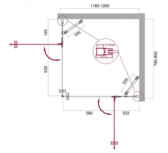 Душевой угол BelBagno KRAFT-AH-22-120/80-C-Cr-R 1200x800 хром, прозр.стекло 