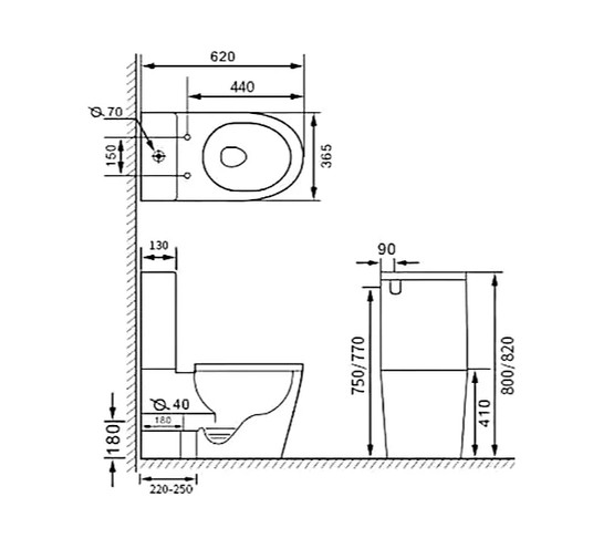 Унитаз компакт SantiLine SL-5014SM-BD со смесителем безободковый микролифт 