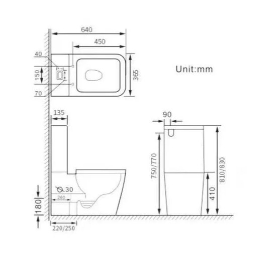 Унитаз компакт SantiLine SL-5017SM-BD со смесителем безободковый микролифт 