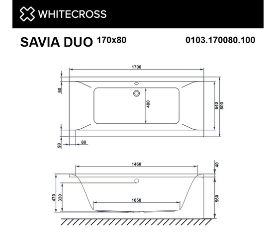 Акриловая ванна Whitecross Savia Duo 170x80