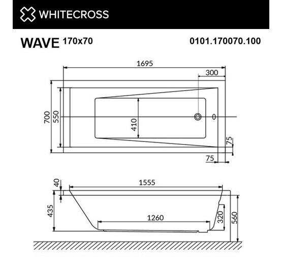 Акриловая ванна Whitecross Wave 170x70