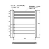 Полотенцесушитель электрический Point Веста П7 500x600, диммер слева, бронза