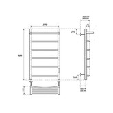 Полотенцесушитель электрический Point Афина с полкой П5 400x800, диммер справа, хром