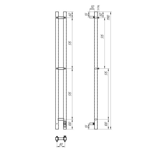 Полотенцесушитель электрический Point Гермес П2 80x1200, диммер справа, хром