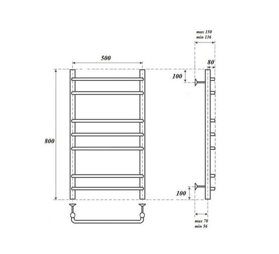 Полотенцесушитель водяной Point Нептун 500x800 П7 хром