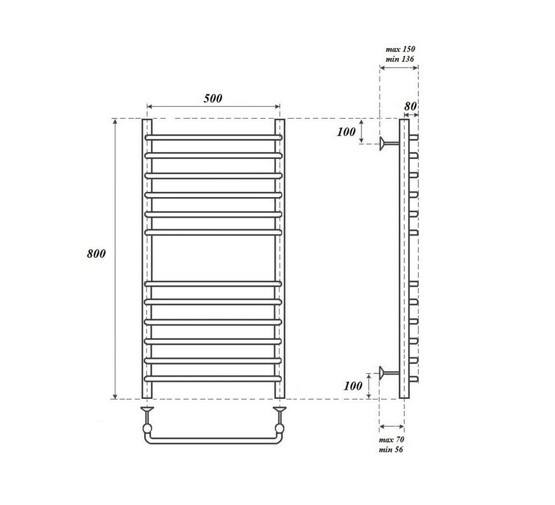 Полотенцесушитель водяной Point Нептун Премиум 500x800 П12 хром