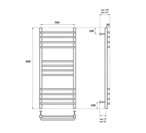 Полотенцесушитель водяной Point Омега 500x800 П12 хром