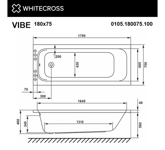 Акриловая ванна Whitecross Vibe 180x75