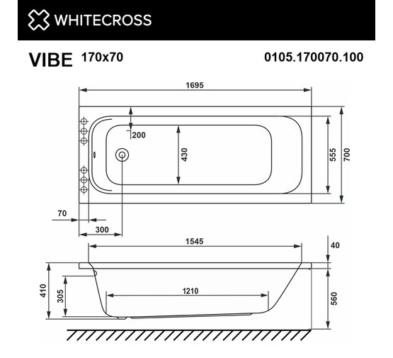 Акриловая ванна Whitecross Vibe 170x70