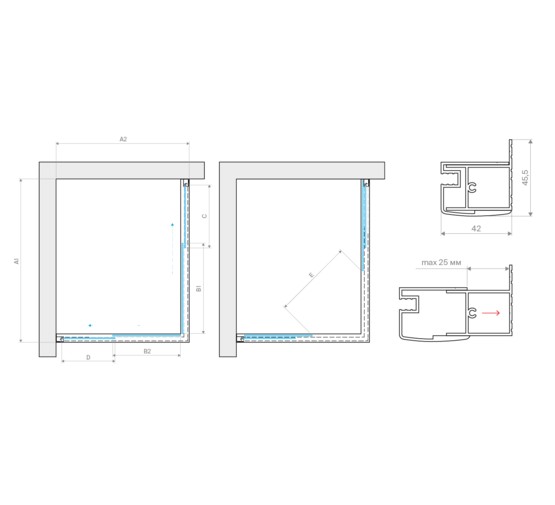 Душевой угол Vegas Glass ZA-F TUR NOVO 1100x900 хром, прозр.стекло 