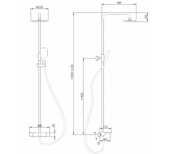 Душевая система ABBER Thermostat AF8516 термостат хром