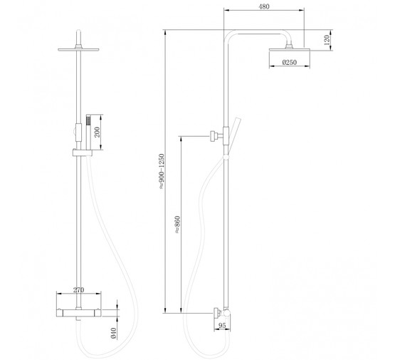 Душевая система ABBER Wasser Kreis AF8160B термостат черный матовый