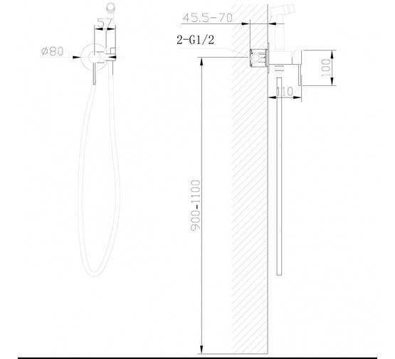 Гигиенический душ ABBER Wasser Kreis AF8125 со смесителем хром