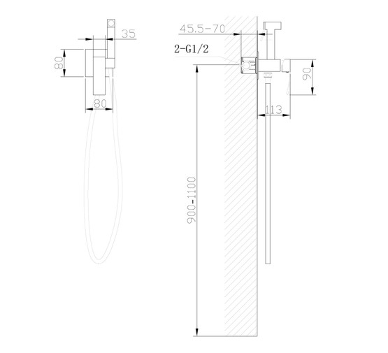 Гигиенический душ ABBER Wasserfall AF8625 со смесителем хром