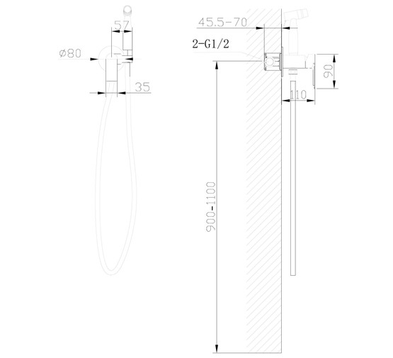 Гигиенический душ ABBER Weiss Insel AF8025W со смесителем белый матовый