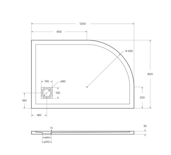 Душевой поддон BelBagno Uno-RH 1200x800 R литьевой мрамор белый