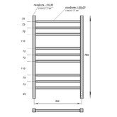 Полотенцесушитель электрический Point Вега П9 500x800, диммер справа, графит блеск