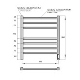 Полотенцесушитель электрический Point Вега П7 500x600, диммер справа, графит блеск