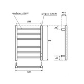 Полотенцесушитель электрический Point Меркурий  П6 500x600, диммер справа, графит премиум