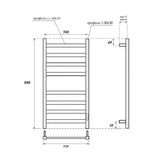 Полотенцесушитель электрический Point Меркурий  П8 500x800, диммер справа, графит премиум